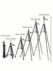 1pc Portable Camera & Phone Tripod Stand, Adjustable Aluminum Alloy For Photography, Selfie, Live Streaming, Compatible With IPhone, And Other Smartphones - Black - View 6