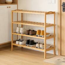 3/4/5层竹制鞋架，木制储物架，适用于玄关、衣柜和宿舍，结构坚固，易于组装，节省空间，可用于存放鞋子、植物和日常用品。 - 多重規格 - 查看 3