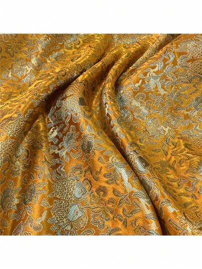 1pc High-End Chinese Jacquard Fabric - This Fabric Boasts A Rich Luster, Luxurious Texture, And A Substantial Drape. Its Intricate And Layered Patterns Represent A Typical "Dignified And Opulent" Design In Chinese Brocade, Suitable For DIY Crafts, Unique Gifts, And Creative Textiles, Width 29inch, Weight 130gsm