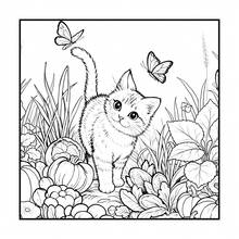 花与猫涂色书：神秘猫咪插画，搭配玫瑰、鲜花和奇幻花卉场景，适合成人和青少年放松涂色，是送给爱猫人士的完美礼物，充满神秘感的猫咪艺术，也是母亲节和父亲节的绝佳选择。 - 花朵和貓咪 - 查看 8