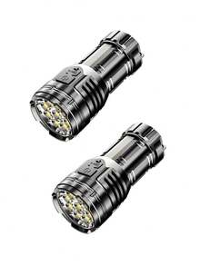 3/2/1入 Type-C 充電式戰術手電筒，超亮 9 奈秒爆閃手電筒，防水，具 4 種照明模式，適用於露營、徒步、汽車維修和緊急情況 - 黑色的 - 查看 12