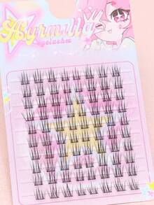 80片/套假睫毛，柔软蓬松，8-12毫米混合长度，打造灵动双眸，自然过渡长度，C型卷翘，无需眼线，多功能化妆工具，深受韩国、日本和欧洲女孩喜爱 - C - 查看 3