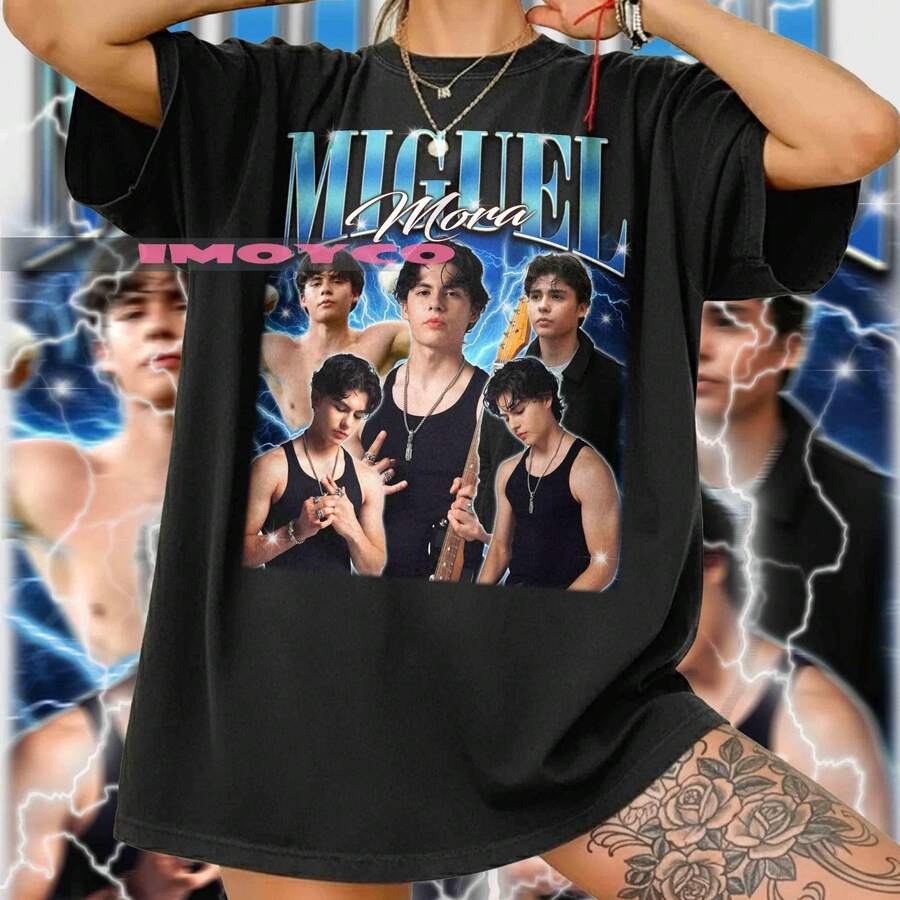 Miguel Mora 90s Graphic Tee Com Fort Colors T-Shirt - màu đen - Xem 1