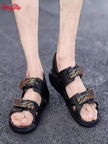 Sandalias de agua para hombre SunnyStep, sandalias de playa con , chanclas de verano impermeables, sandalias antideslizantes para hombre, chanclas de caminata para hombre, sandalias de drenaje rápido para hombre - Negro-Naranja - Ver 3