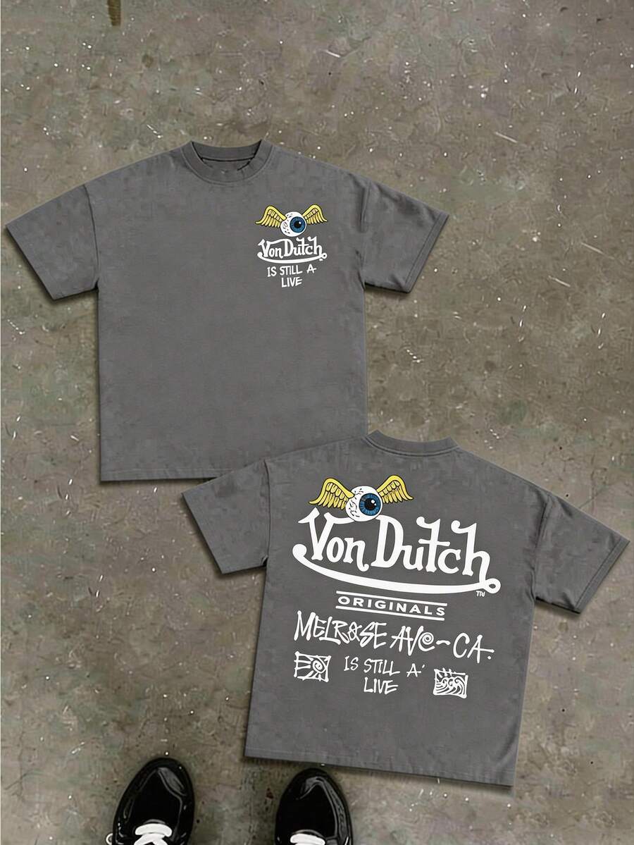 Men's Casual Short-Sleeved T-Shirt, Combining Automotive And Motorcycle Art With Modern Design, Featuring Iconic Patterns – The Perfect Christmas Gift For Motorcycle Enthusiasts. - 灰色 - 查看 1