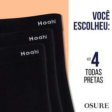 4-Pack HOAHI Men's Boxer Briefs, 94% Cotton, Seamless, For Everyday Comfort - Todas Pretas - View 6