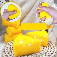 1个仿真食物减压玩具，可挤压奶酪、豆腐，独特的减压方式，新年/情人节/复活节礼物 - 彩色 - 查看 2