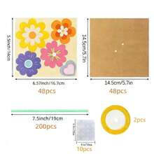 6/12/24/48件手工花束工艺套装DIY，花朵纸艺礼品，可制作您自己的花束和贺卡，适合母亲节、教师节、课堂活动、感恩节礼物，是居家和学校的理想选择，也是返校季的完美礼物，多件装礼品 - 彩色 - 查看 15