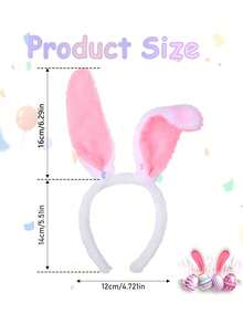 2pcs Cute Easter Bunny Ear Headband Prop, Rabbit Headband For Easter Party Decoration, Home, Birthday Gift - Multicolor - View 2