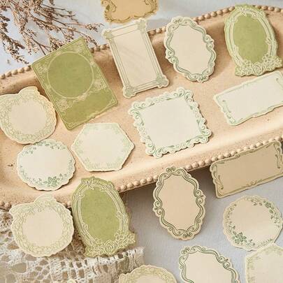 30 piezas/Caja Bloc de notas con borde floral vintage en relieve, Papelería DIY para scrapbooking, Papel decorativo minimalista asimétrico, Suministros de papelería