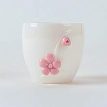 手工捏花陶瓷茶杯，功夫茶具套装，礼盒装，饮水杯，茶杯，水杯 - 彩色 - 查看 6