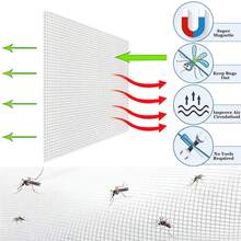 Magnetic Screen Door, Double Door, Automatic Seal Anti-Mosquito, Thickened Mesh Material, Magnetic Closure, Multi-Size Options, Pet Friendly, White - White - View 4