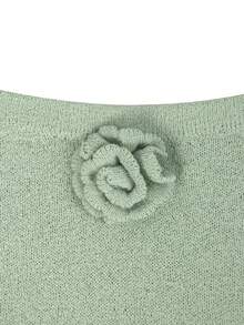 Đầm dệt kim màu trơn, thanh lịch và thời trang, chất liệu hơi xuyên thấu, đính hoa, thích hợp cho kỳ nghỉ xuân. - cỏ xanh - Xem 8