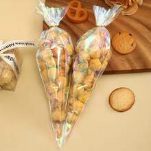 50pcs Laser Transparent Glass Paper Gift Bags (With Raffia), Suitable For Christmas, Wedding, Birthday And Other Festivals - Multicolor - View 8