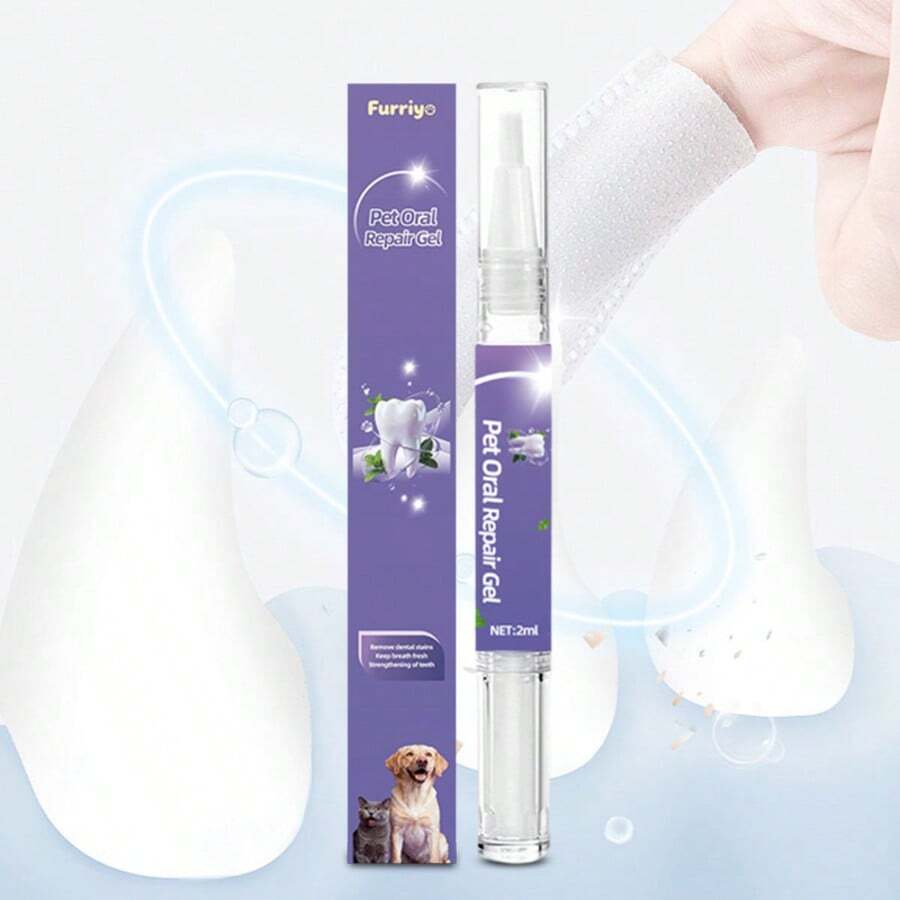 1/2 piezas Cepillo de limpieza dental para mascotas, limpieza profunda de sarro y manchas para gatos/perros, fórmula de gel blanqueador suave - Ver 1