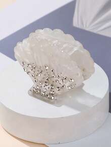 1 pièce Pince à cheveux blanche élégante et raffinée pour femmes avec strass, design unique mettant en valeur l'élégance. Convient pour le travail, le port quotidien, les vacances à la plage, les tenues élégantes. Beau cadeau, accessoire pour cheveux à la mode, pince à cheveux pour femmes et filles, idéal pour les tenues d'été - Beige - Voir 7