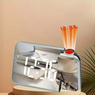 Döndürülebilir Projeksiyonlu Saat, Yatak Odası, Ev, Ofis, Oturma Odası Dekorasyonu İçin Uygun, USB Kablolu, Komodin/Masaüstü Elektronik Alarm Saati