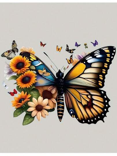 1pc/2pcs/3pcs Vibrant Butterfly & Floral Pattern Heat Transfer Stickers - Durable Plastic Iron-On Decals For T-Shirts, Jeans, Backpacks, Canvas Bags - DIY Customization, Mixed Colors, No-Sew Decorative Patches, Craft Projects, Multicolor Designs, Versatile Use