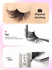 1件 Asiteo 7对半条假睫毛，透明睫毛梗带猫眼尾延长设计，自然柔软仿貂毛睫毛，蓬松柔软，适合自然妆容 - A - 查看 4