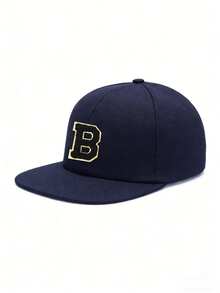 1顶男女通用个性化A-Z字母嘻哈棒球帽，可调节平沿棒球帽，经典平沿帽，透气嘻哈帽，适合日常休闲街头嘻哈风格 - 藏蓝色 - 查看 10