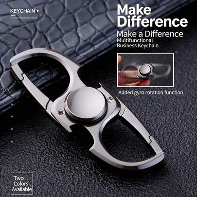 Men's Zinc Alloy Keychain Bottle Opener Rotating Pressure Relief Key Chain