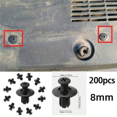 200pcs 6mm Plastic Rivets Fasteners Screws, For Automotive Fender Bumper, Screw Clips Rivet Fasteners, Widely Used For Fixing Car Fender, Bumper, Fender, Lining, Radiator Cover, Door Panel And Other Parts