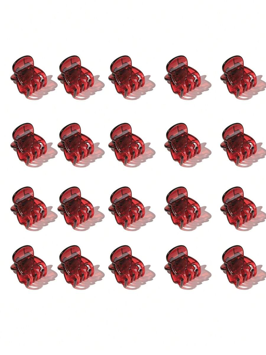 20个酒红色迷你发夹，适合打造女士发型，例如丸子头和刘海，强力抓力多功能发夹，时尚爪夹，女士发夹，女孩发夹 - 酒紅色 - 查看 1