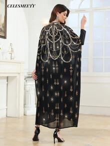 Women's Minimalist Printed Short Sleeve Top - Black Gold - View 7