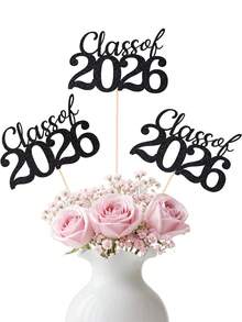 2026届毕业派对花瓶插片，黑色、蓝色、金色，2026届毕业班桌面装饰摆件，带支架的毕业派对装饰，2026届毕业派对用品，桌面装饰，摄影道具，毕业祝福，毕业礼物，DIY花瓶插片 - 多色 - 查看 10