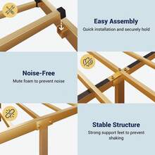 Allewie 14 Inch Twin/Full/Queen/King Size Metal Platform Bed Frame With Heart-Shaped Headboard And Footboard/Iron-Art Mattress Foundation/Under Bed Storage/No Box Spring Needed/Easy Assembly/Noise-Free/Gold - 金色 - 查看 6