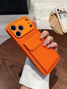 1pc PU Leather Wallet Case With Card Slots, Suitable For IPhone 17 Pro Max, 17 Air, 14, 15, 16 Plus, 17, 11, 12, 13 Pro Max, Business Photo Holder Protective Cover - Orange - View 1