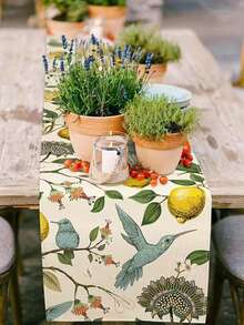 1 chiếc, khăn trải bàn chủ đề chanh với hình ảnh chim xanh mùa hè và cây chanh, hoàn hảo để trang trí nhà bếp hoặc bàn ăn của bạn. Khăn trải bàn theo phong cách cổ điển này phù hợp cho cả các bữa tiệc trong nhà và ngoài trời. - Màu be - Xem 2