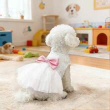 蕾丝刺绣网纱蝴蝶结蓬蓬裙公主裙，适合小型/中型犬 - 粉色 - 查看 5
