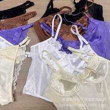 2024 New Corset-Style Fishbone Bra Set Outerwear, Smooth Lace Trim, Long Style Women's Lingerie - 玫瑰金 - 查看 6