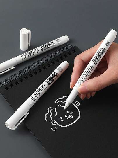 1/3/12pcs White Paint Waterproof Marker, Suitable For DIY Graffiti, Wood, Glass, Painting, Leather, Ledger Marker