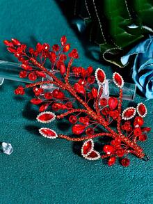 1pc Gold Rhinestone Bridal Hair Clip, Handmade Women's Headpiece Suitable For Weddings & Parties - Multicolor - View 9