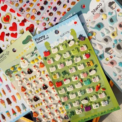 卡通3D泡泡贴纸，幼儿园奖励贴纸，剪贴簿装饰标签