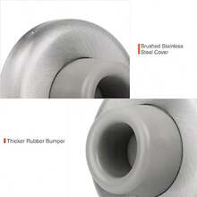 Concave Wall Door Bumper Stop Brushed Satin Nickel 2-1/2" Outside Diameter Stainless Steel Cover With 1-1/8" Gray Rubber Bumper Easy To Install With Screw - ConcaveSatin Nickel - View 4