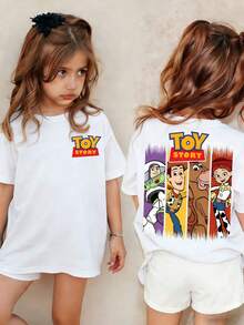 Disney-Toy Story Character Collection Printed Children's T-Shirt White Breathable Comfortable Short Sleeve Boys And Girls Daily Casual Basic Top - Blanc - Voir 1