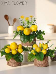 2/3件組人造迷你檸檬樹盆栽植物，滿天星、尤加利、雛菊草底座PE材質，人造植物，人造花，復活節裝飾，農曆新年裝飾，桌面中心裝飾，人造植物辦公桌裝飾 - 多色-B - 查看 7