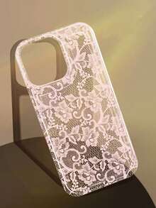 1pc Romantic Lace Pattern Transparent Anti-Slip Airbag Soft Phone Case Suitable For IPhone 11/12/13/14/15/16 Pro Max - Multicolor - View 1