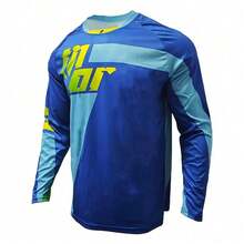 Áo Jersey xe máy DONUTFOX 2025 MỚI dành cho nam giới cao to, nhanh khô, áo thun xe đạp leo núi tay dài, áo đua xe đạp đổ đèo, áo MTB, áo thun thể thao tay dài họa tiết rằn ri thoáng khí dành cho nam. - Màu xanh lam - Xem 12