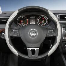 Hocasen For Segmented Carbon Fiber Steering Wheel Cover Sporty Style Non-Slip Comfortable Grip 2 Pieces/3 Pieces Set Options Quick-Install Design All-Season Compatibility For Tiguan/Golf/Polo/Passat/Jetta/ID.3/ID.4/Atlas/Teramont/Taos/T-Cross/Taigo/Touran/Multivan/Caddy/Amarok/Crafter/Transporter/Gol/Virtus/Voyage/Nivus/Touareg/ID.5/ID.7/ID. Buzz Black Blue Silver Red White - Sectional Carbon Fiber Steering Wheel Cover - View 28