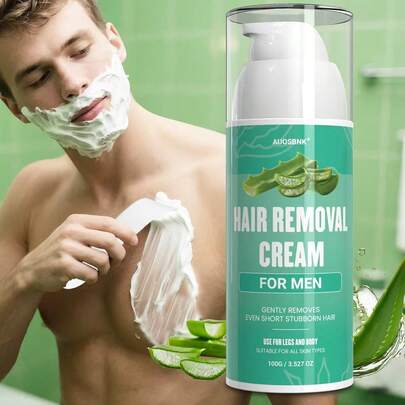 AUOSBNK 100g/3.52oz Crema depilatoria suave para piel sensible, que contiene aloe vera, indolora para áreas íntimas, pecho, axilas, espalda, piernas, fórmula hidratante y fácil de aplicar, sin goteo