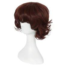 60s Retro Reddish Brown Short Curly Wig With Bangs, Voluminous Style, Heat Resistant Synthetic Hair For Daily & Cosplay - Coffee Brown - View 5