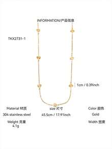 TONSI 一套时尚、轻奢、优雅、复古风格的简约百搭不锈钢18K镀金光滑激光雕刻心形项链、锁骨链、手链首饰套装，低过敏性且防水，适合女性在节日、工作、派对和聚会等各种场合佩戴。 - 金色 - 查看 6