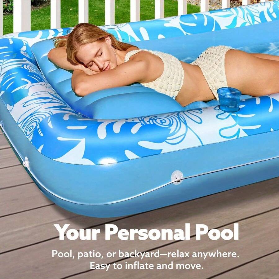 Tropical Style Inflatable Pool Float Mat With Removable Headrest - A - View 1