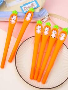 5pcs Creative Animal Fashion Rabbit Black Neutral Pens, Rotating Rabbit Vegetable Pens, Student Learning Stationery Neutral Pens - Rabbit Vegetables - View 10
