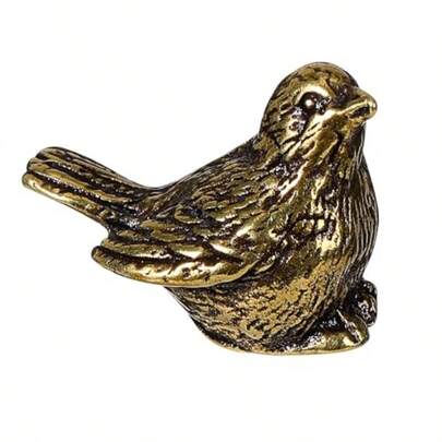 Brass Sparrow Figurine Small Brass Bird Statue Golden Desktop Bird Decor Home Decoration