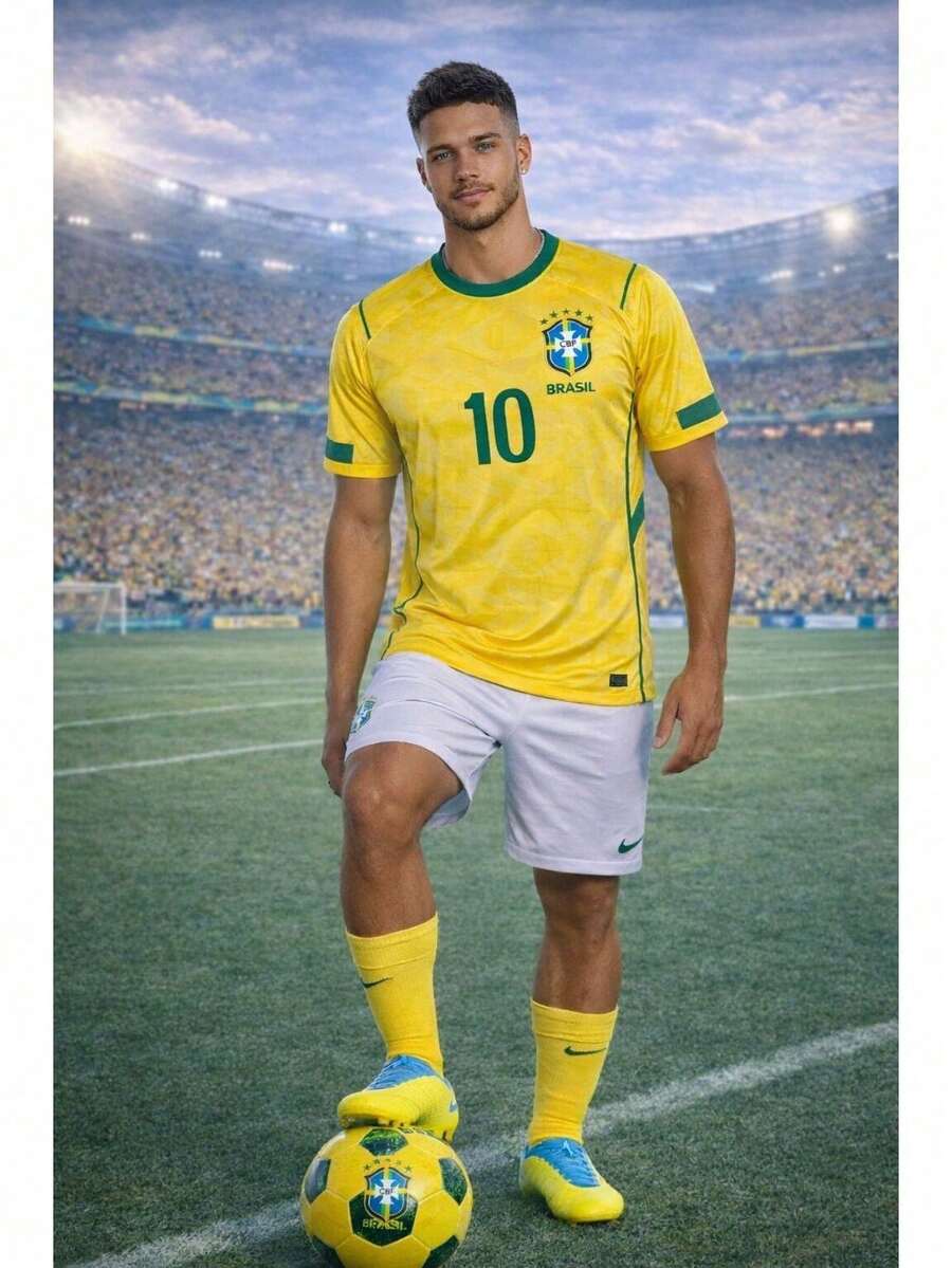Men's Brazil T-Shirt For The 2026 World Cup, Fan Model. - Yellow - View 1